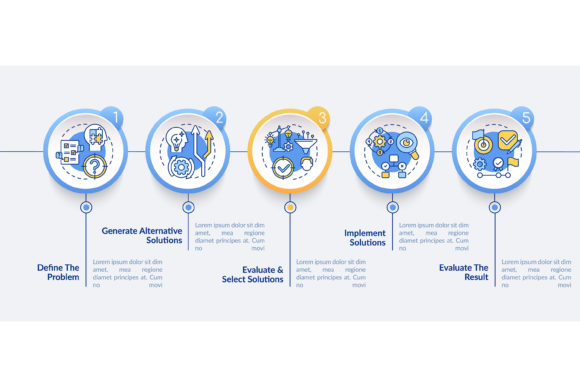 Problem Solving Steps Vector Infographic: Visualizing Solutions for Complex Challenges